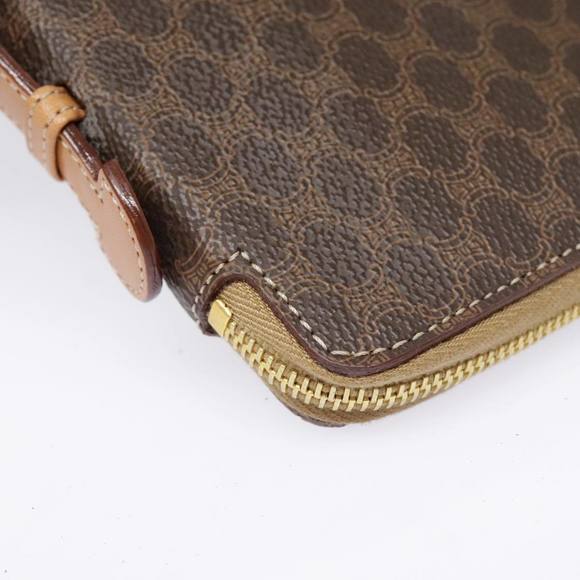 CELINE Macadam Canvas Clutch Bag PVC Leather Brown Gold Auth 90268 - Picture 14 of 16